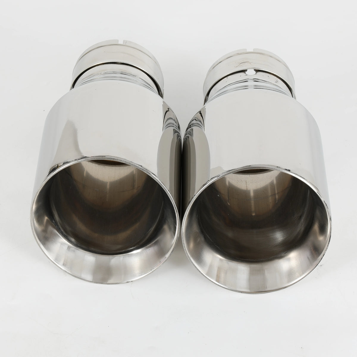 1 Piece Car Stainless Steel Silver Muffler Tip Universal Exhaust Pipe Mufflers bilayer Nozzle bi - Automotive LED Light
