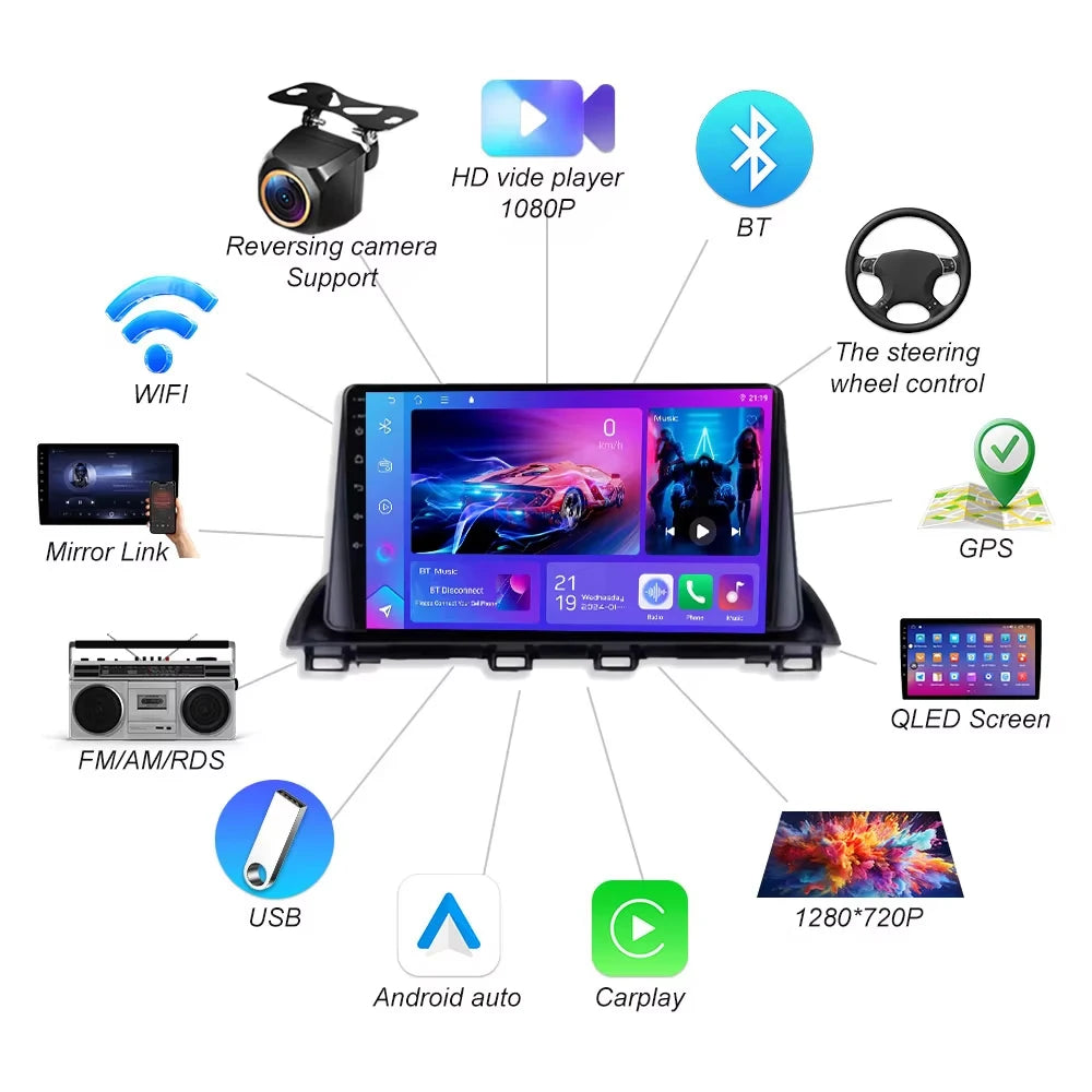 Android 16 Wifi Car Radio For Mazda 3 Axela 2014 - 2019 Mazda Cx-4 Cx4 2016 -2018 Head Uni | AUTOKITSHOP