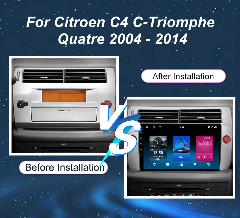Car Android 15 GPS Navigation For Citroen C4 C-Triomphe Quatre 2004 - 2014 Auto Radio Ster