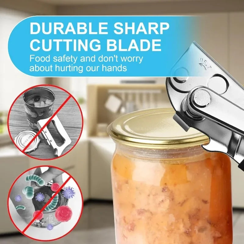 Stainless Steel Manual Can Opener Heavy Duty Handheld with Extra Long Handles for Seniors Elderl - Automotive LED Light