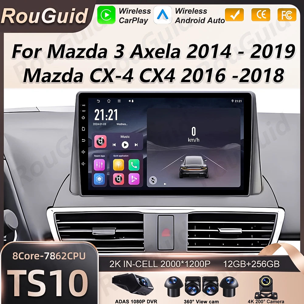 Android16 Auto Car Radio For Mazda 3 Axela 2014-2019 Mazda CX-4 CX4 2016-2018 GPS Carplay  | AUTOKITSHOP