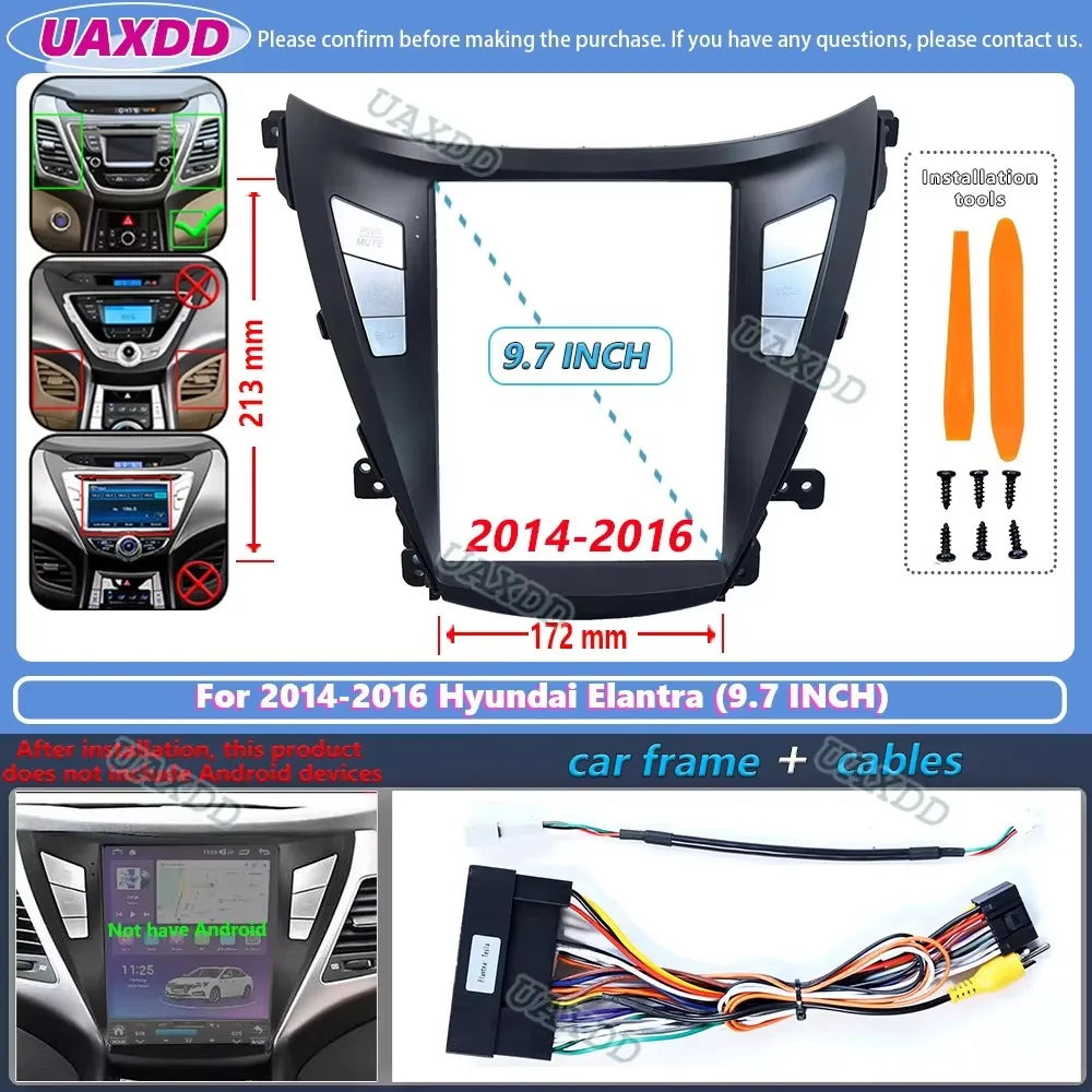 Vertical screen FOR Tesla style 2011-2016 Hyundai Elantra 9.7INCH Car CD Android frame pan