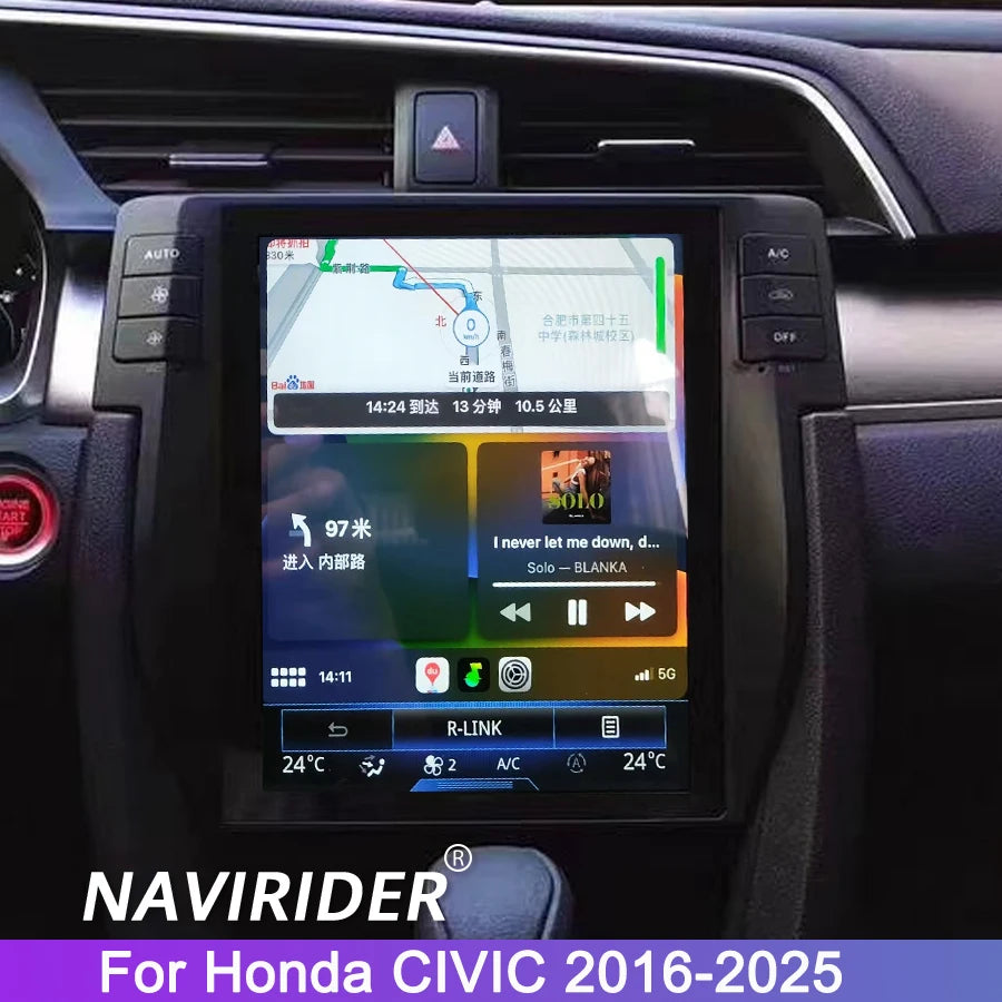 Navirider 256GB 4G Navi GPS Carplay 10.4" Vertical Screen For Honda CIVIC 2016-2025 Androi