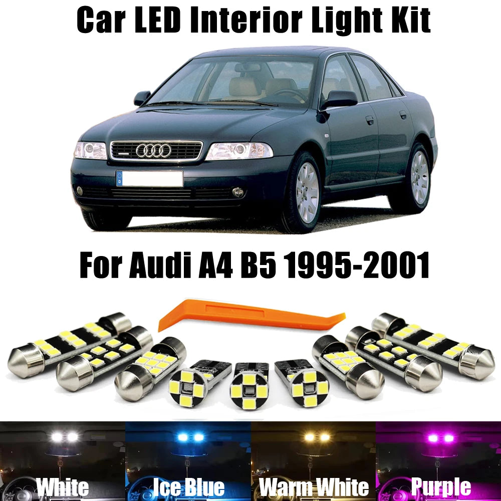 12-Piece LED Interior Light Kit for Audi A4 S4 RS4 B5 Sedan Avant - Canbus Error-Free Bulbs | AUTOKITSHOP