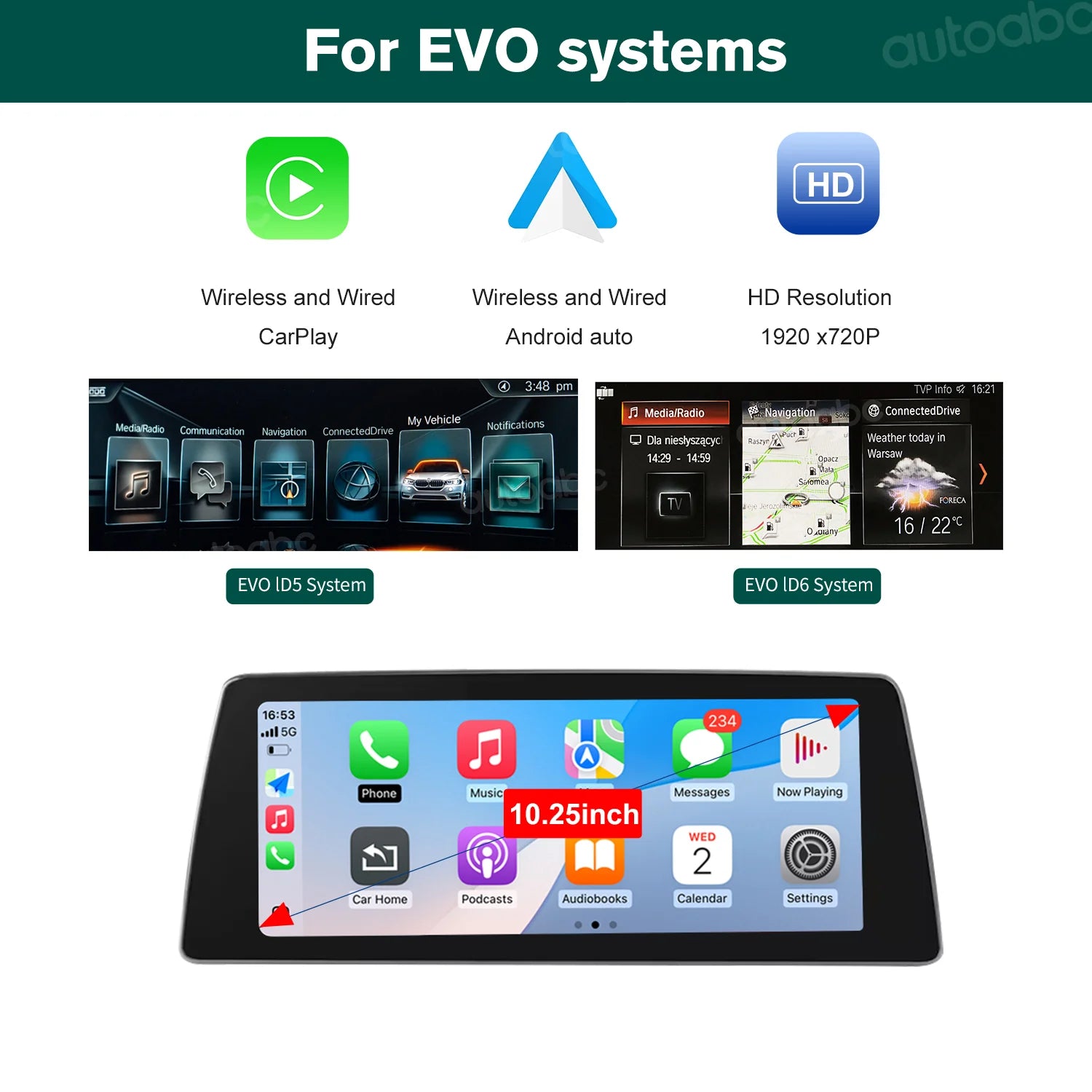 10.25" Wireless CarPlay Andorid Auto Car Radio For BMW 1 Series F20 2017-2019 EVO Linux Sy | AUTOKITSHOP