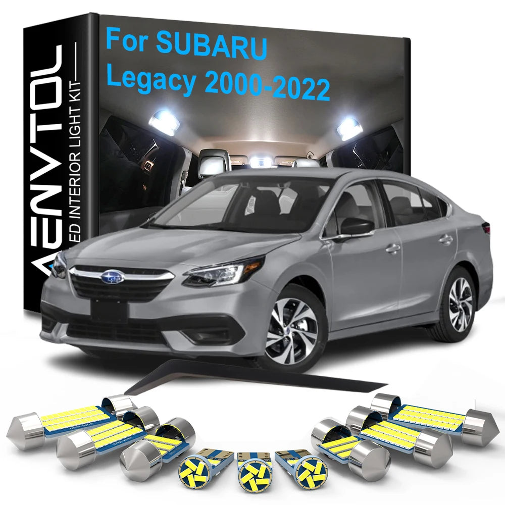 12-Piece LED Interior Light Kit for Subaru Legacy Sedan BE BL BM Wagon BH BP BR 2000-2022 - Canbus Dome Map Door Trun...
