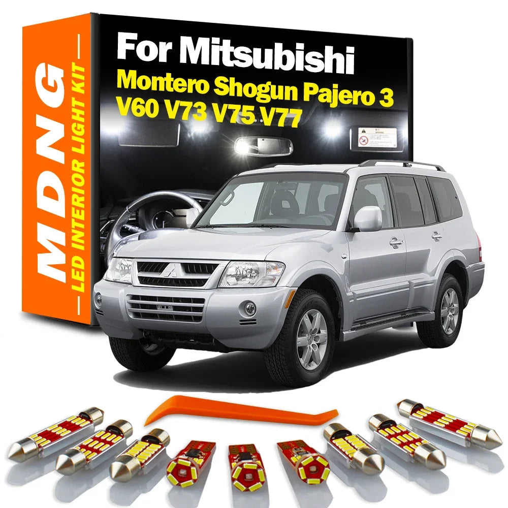 8-Piece LED Interior Light Kit for Mitsubishi Montero Shogun Pajero 3 V60 V73 V75 V77 2004-2006 - Canbus Dome Map Doo...