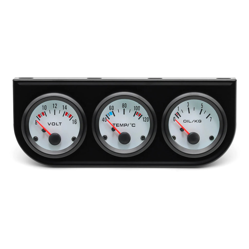 52mm 3 in 1 Car Modification Gauge Water Temp+Oil Pressure+Volt Meter with Temp &Press Sensor Bl - Automotive LED Light