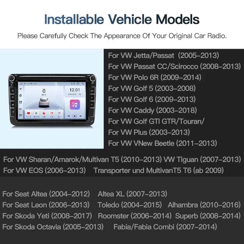 SZLELV Car Player FM BT RDS Radio Android Auto Carplay Stereo For VW Seat Skoda Passat Jet