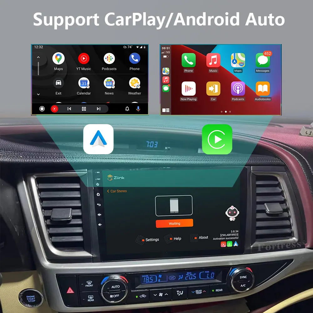 For Toyota Highlander 3 XU50 2013 - 2018 Carplay Auto 4G+WIFI GPS Car Radio Navigation Mul