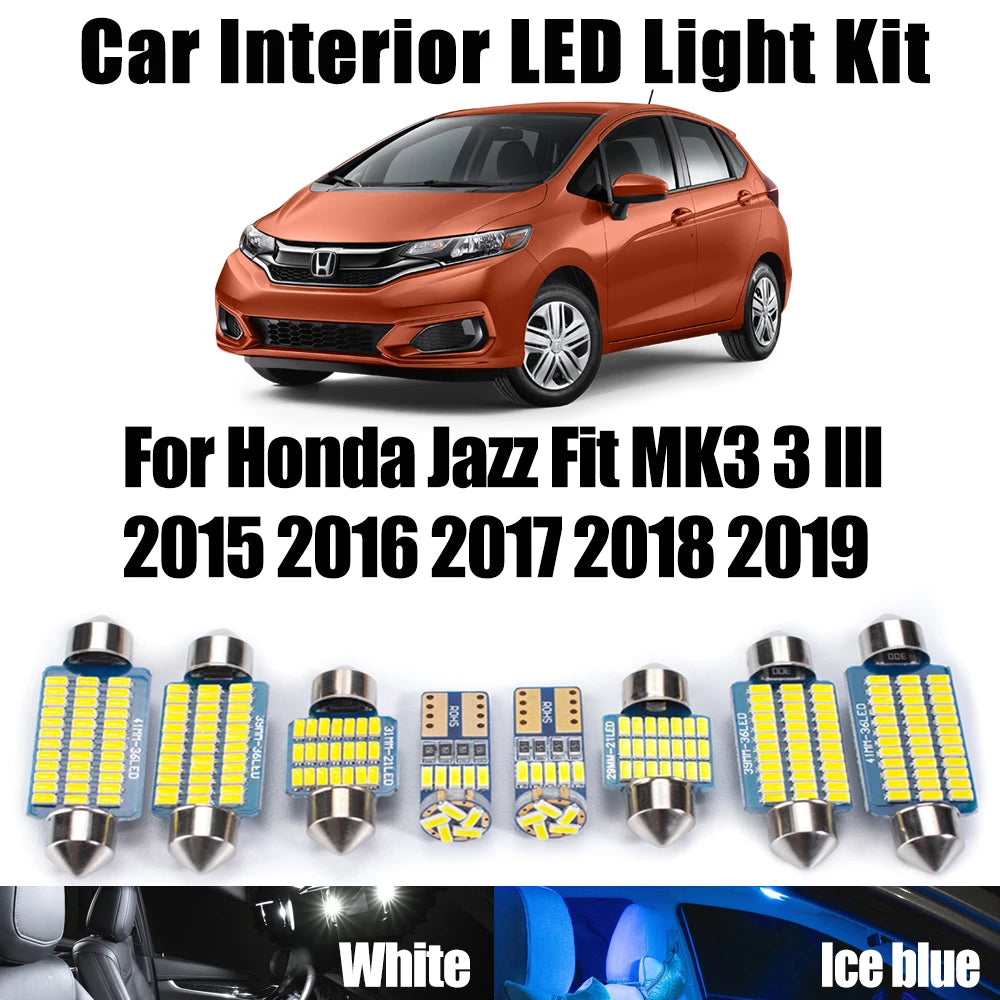 9-Piece LED Interior Light Kit for Honda Jazz Fit MK3 3 III - Canbus Error-Free Bulbs | AUTOKITSHOP