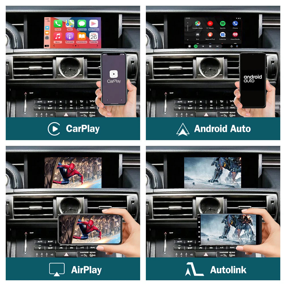 RoadTop Wireless CarPlay for Lexus NX RX IS ES GS RC CT LS 2014-2019 with Android Auto Mir