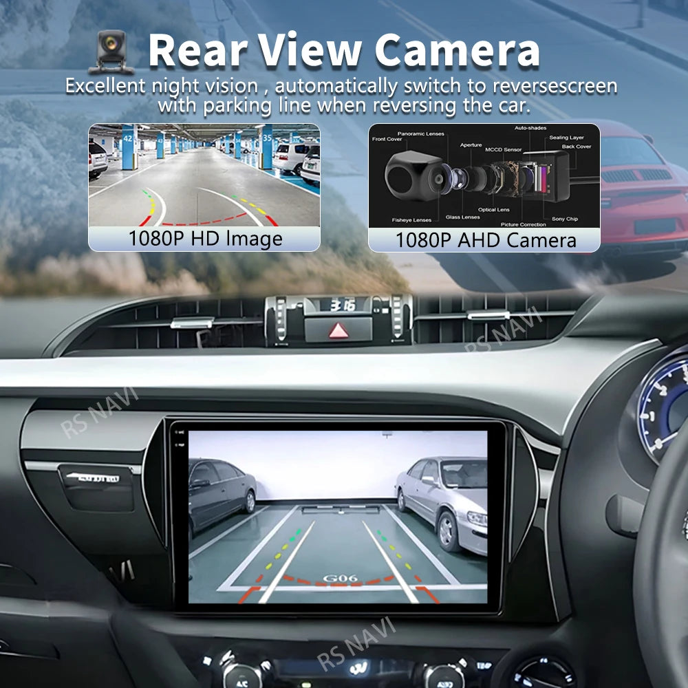 Android 16 For Toyota Hilux 2015-2023 RHD 2K QLED Android Car Radio Multimedia Video Playe