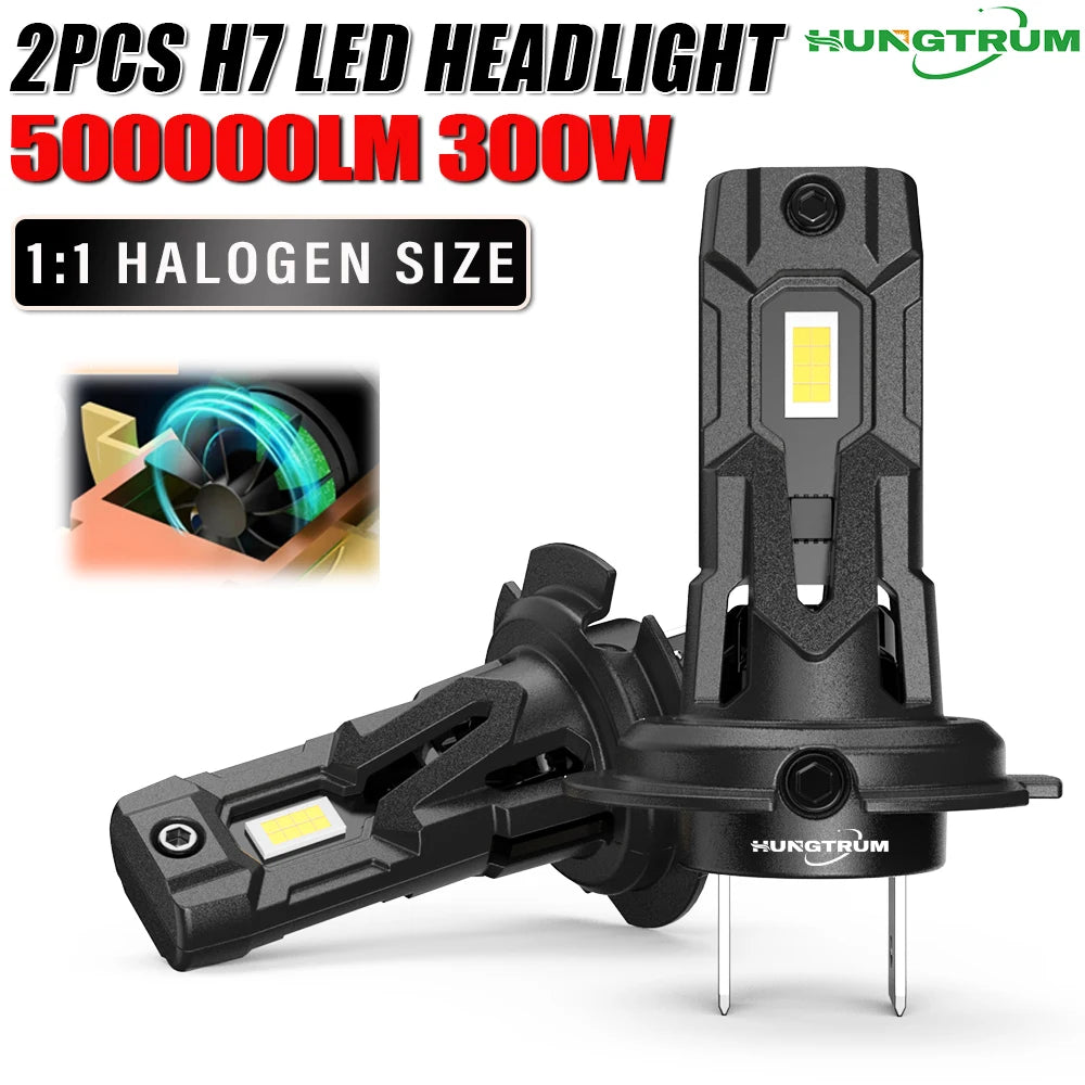 H7 LED CANBUS Car Headlight Bulbs Wireless Plug And Play 500000LM Super Bright Turbo Wirel