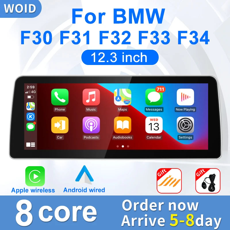 Wireless Carplay Android Auto For BMW 3\4 Series F30 F31 F32 F33 F34 Car Multimedia Player