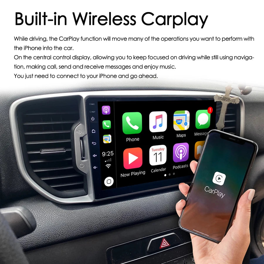 Android 14 8+128GB AI Voice Control Wireless CarPlay DSP Car Radio For KIA Sportage 4 QL 2