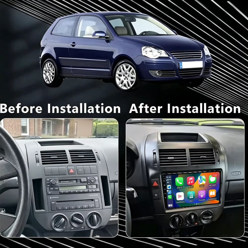 For Volkswagen Polo Mk4 IV 4 2001-2009 Android 16 Carplay Auto Car Radio Multimedia Player