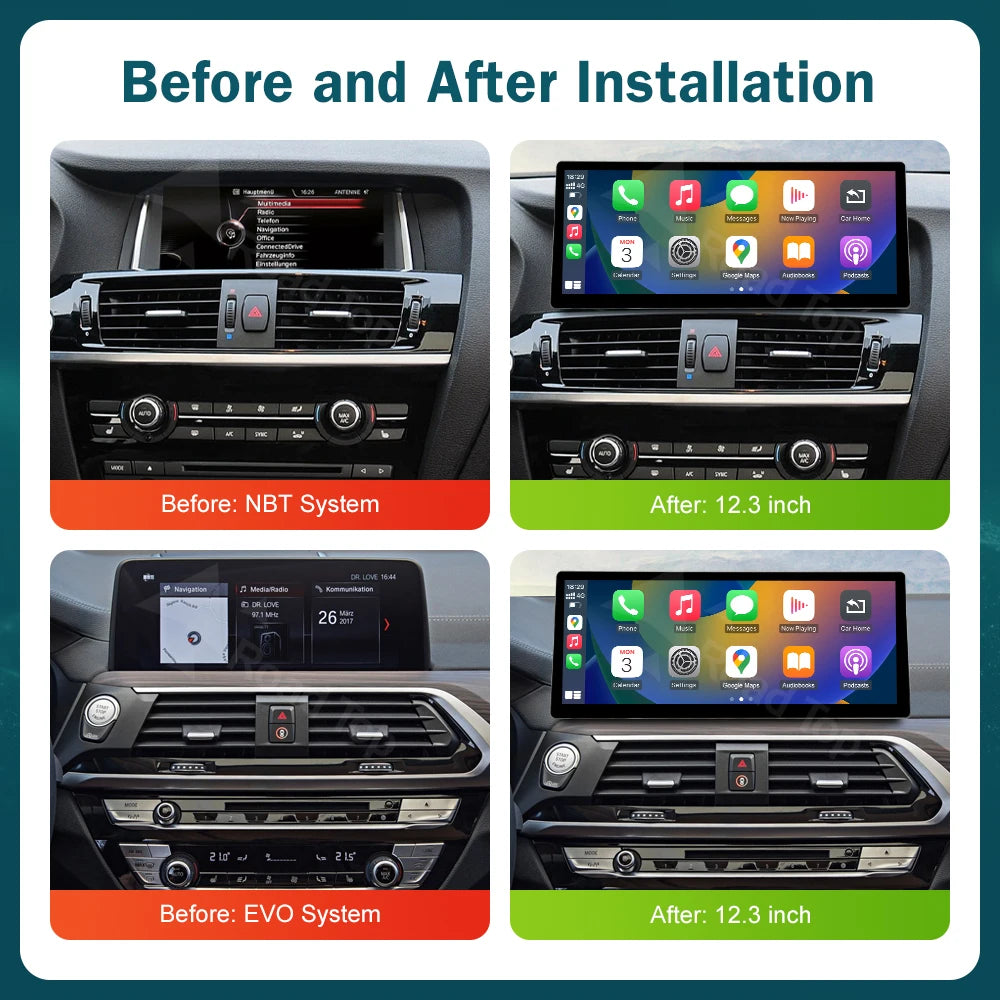 EU RoadTop 12.3'' Touch Screen Wireless Carplay Multimedia Linux For BMW X3 F25 X4 F26 G01
