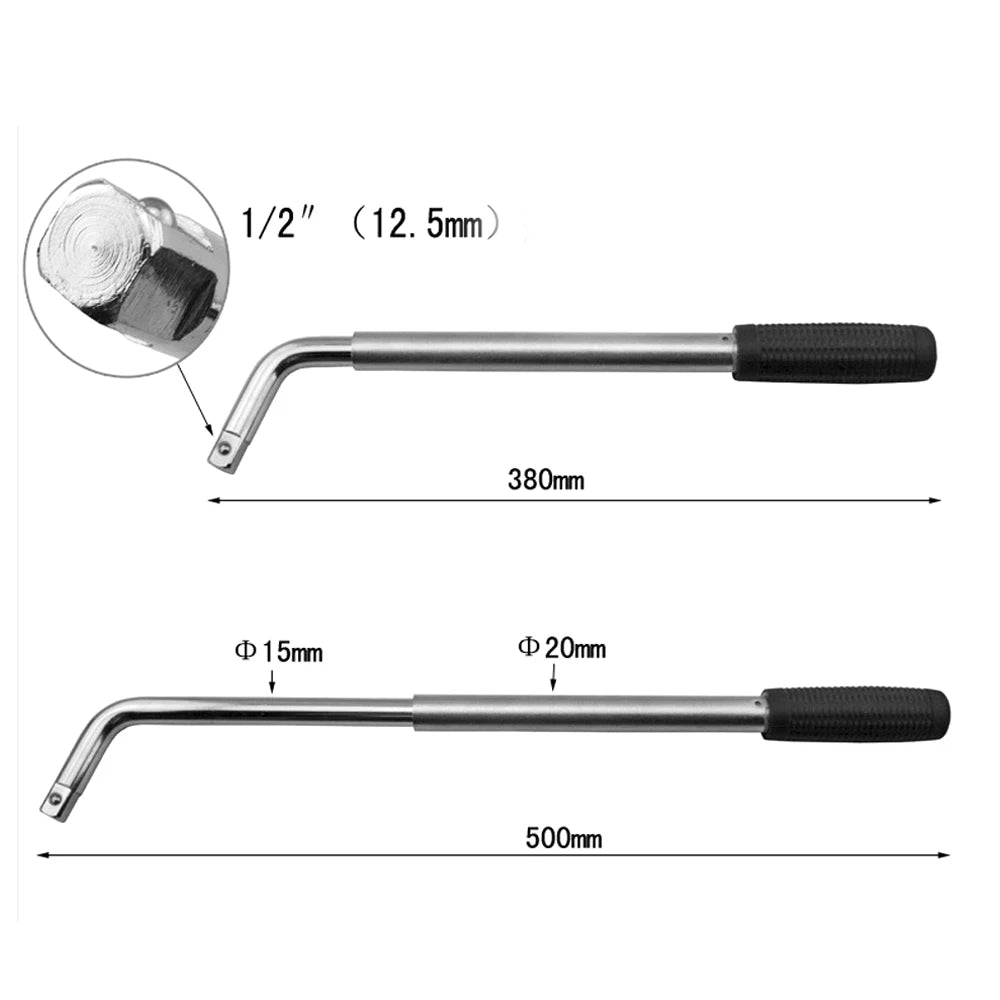 Universal Telescoping Lug Wrench 17/19/21/23mm Extendable Wheel Nut Spanner Car Tire Removal Rep - Automotive LED Light