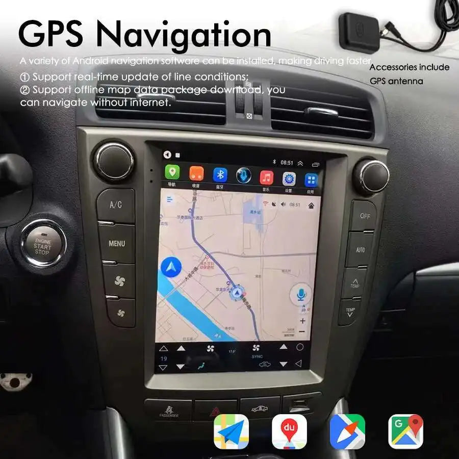 Android 14 10.4" Car Radio For LEXUS IS IS250 IS300 IS350 GPS Multimedia Video Player 128G