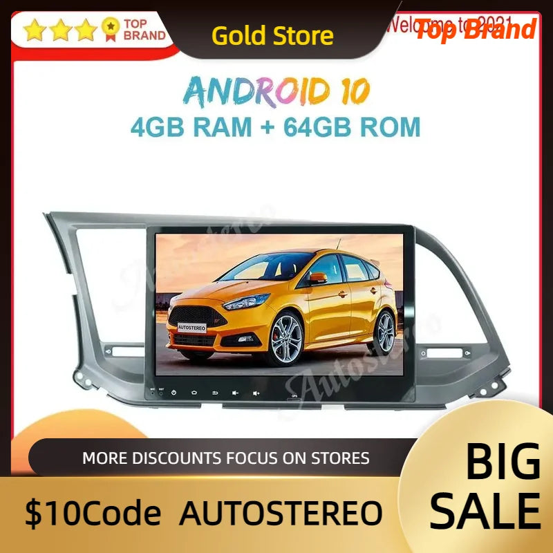 Android 14 Carplay Car Radio GPS Navigation for Hyundai Elantra 2016 2017 2018 2019 Avante