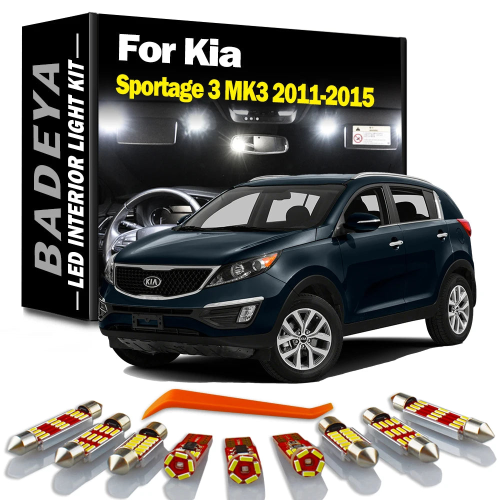 11-Piece LED Interior Light Kit for Kia MK3 - Canbus Error-Free Interior Bulbs