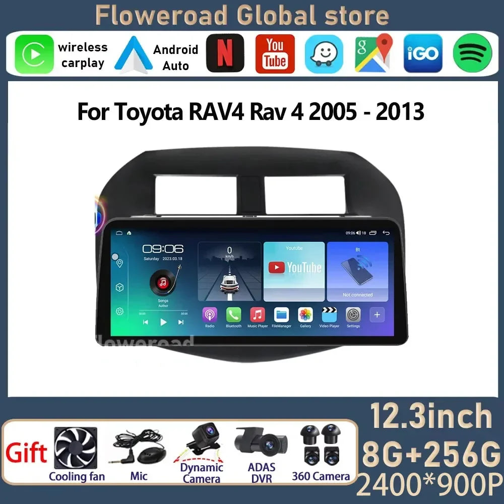 12.3 inch 2400*900 Android 15 For Toyota RAV4 Rav 4 2005 2006 - 2013 Multimedia Car GPS Na | AUTOKITSHOP