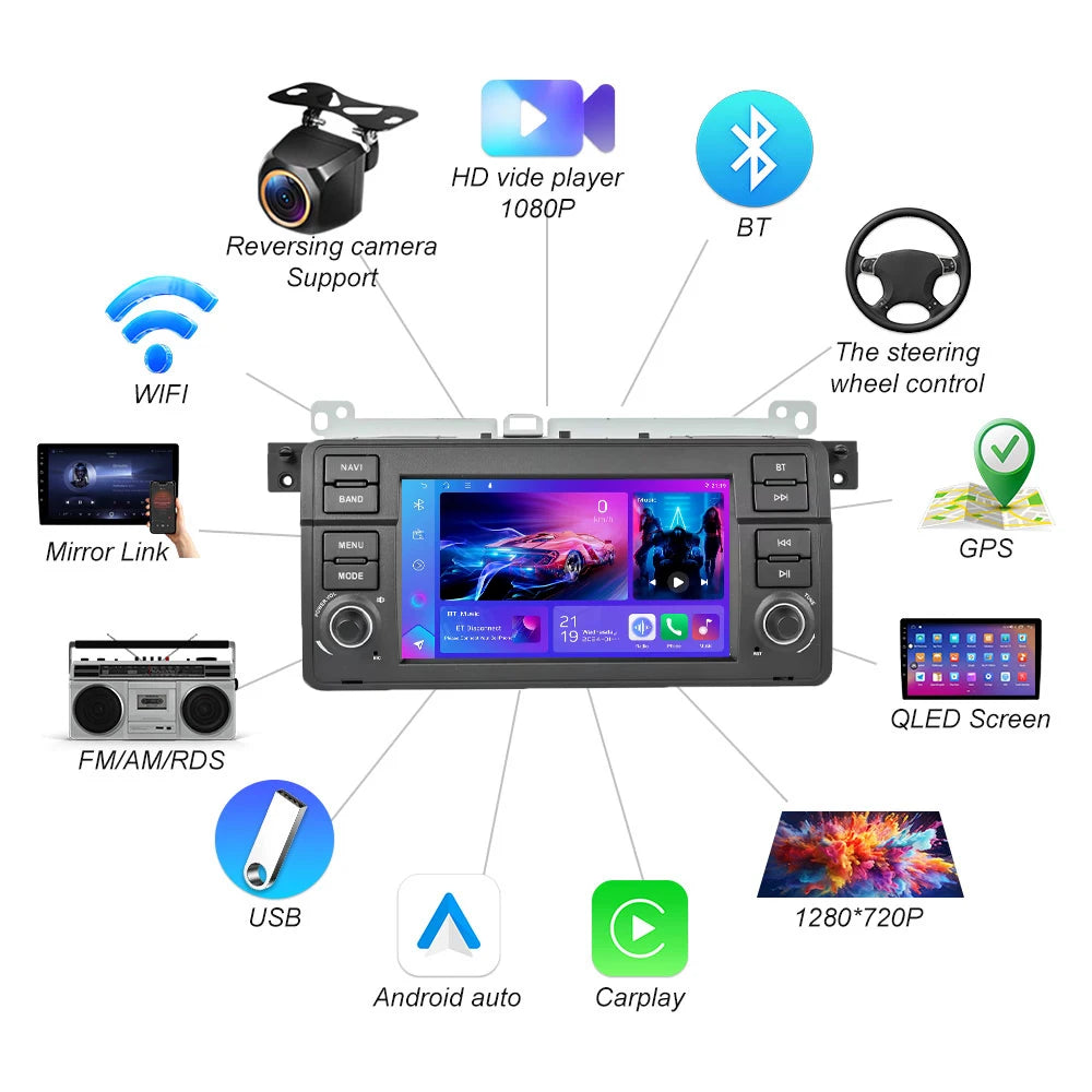 Android 16 For Bmw E46 M3 318/320/325/330/335 Rover 75 Coupe Wireless Carplay Multimedia V | AUTOKITSHOP