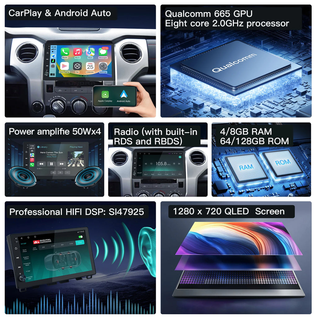 Carabc 10.2''Android 13 Car Stereo Wireless CarPlay Android Auto Car Radio Screen Upgrade