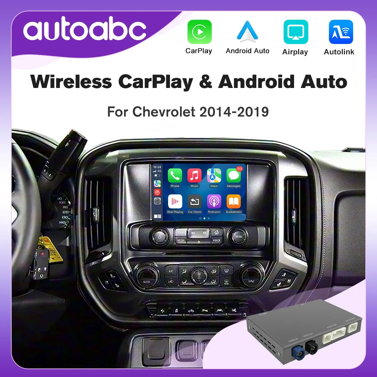 Wireless CarPlay Android Auto for Chevrolet Corvette Silverado Impala 2014-2020 Interface  | AUTOKITSHOP