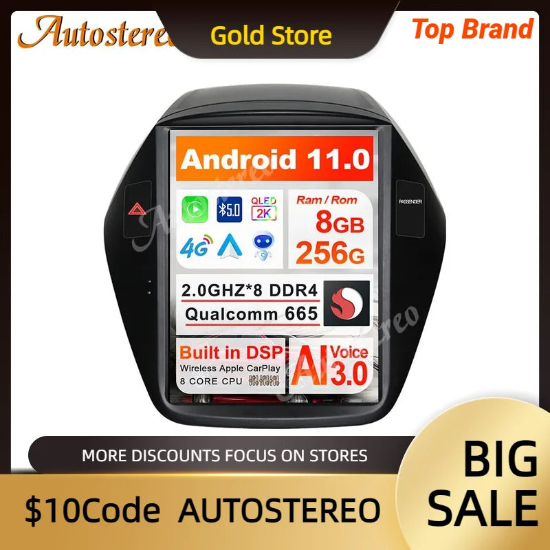 Android 11.0 Car GPS Navigation Auto Radio Tape Recorder For Hyundai IX35 2009-2016 Auto S