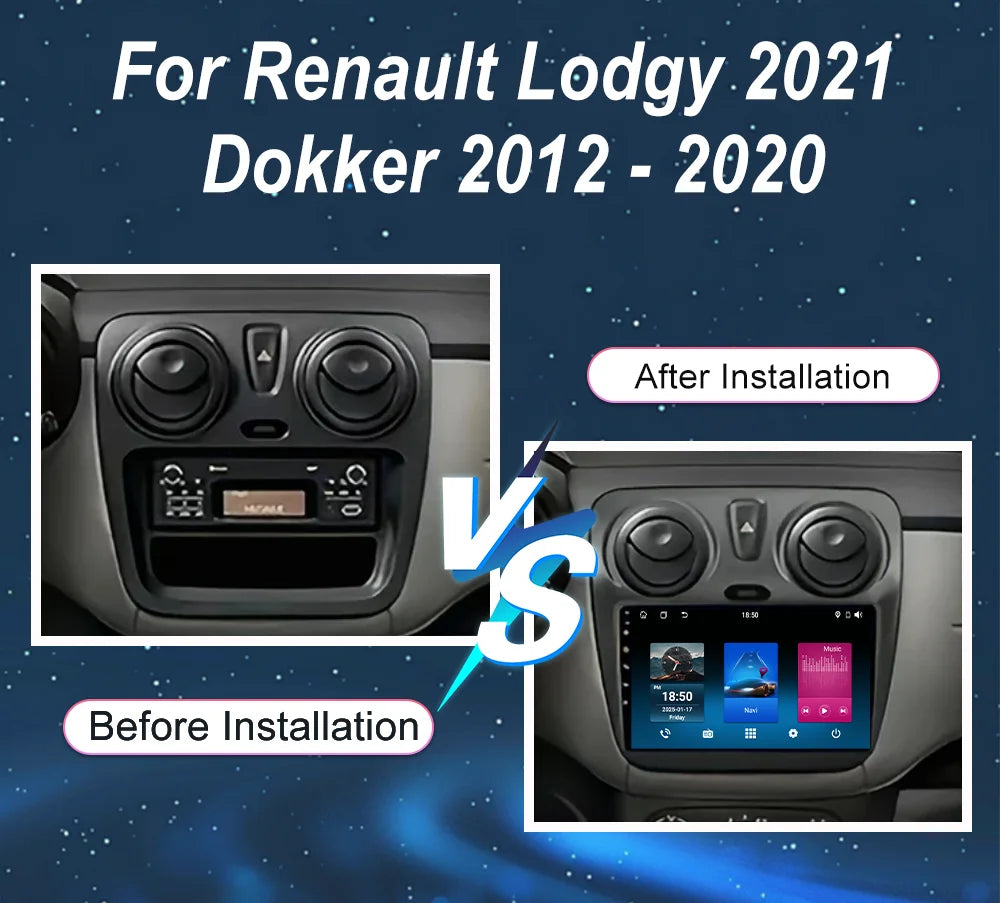 Carplay Android Auto Radio For Renault Lodgy 2021 Dokker 2012 - 2020 Auto Multimidia Playe