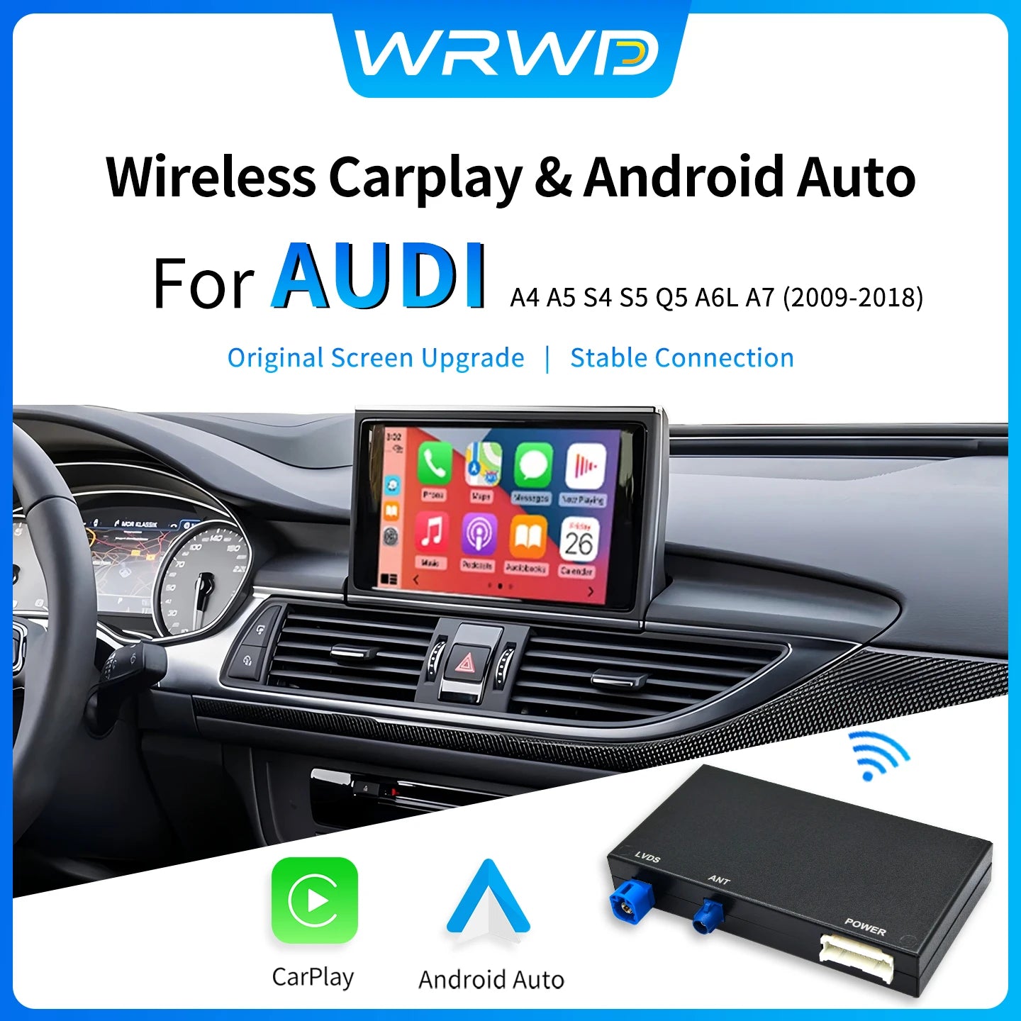 Wireless CarPlay Android Auto Interface Module for Audi A6L and A7 (Model Years 2012–15)OE
