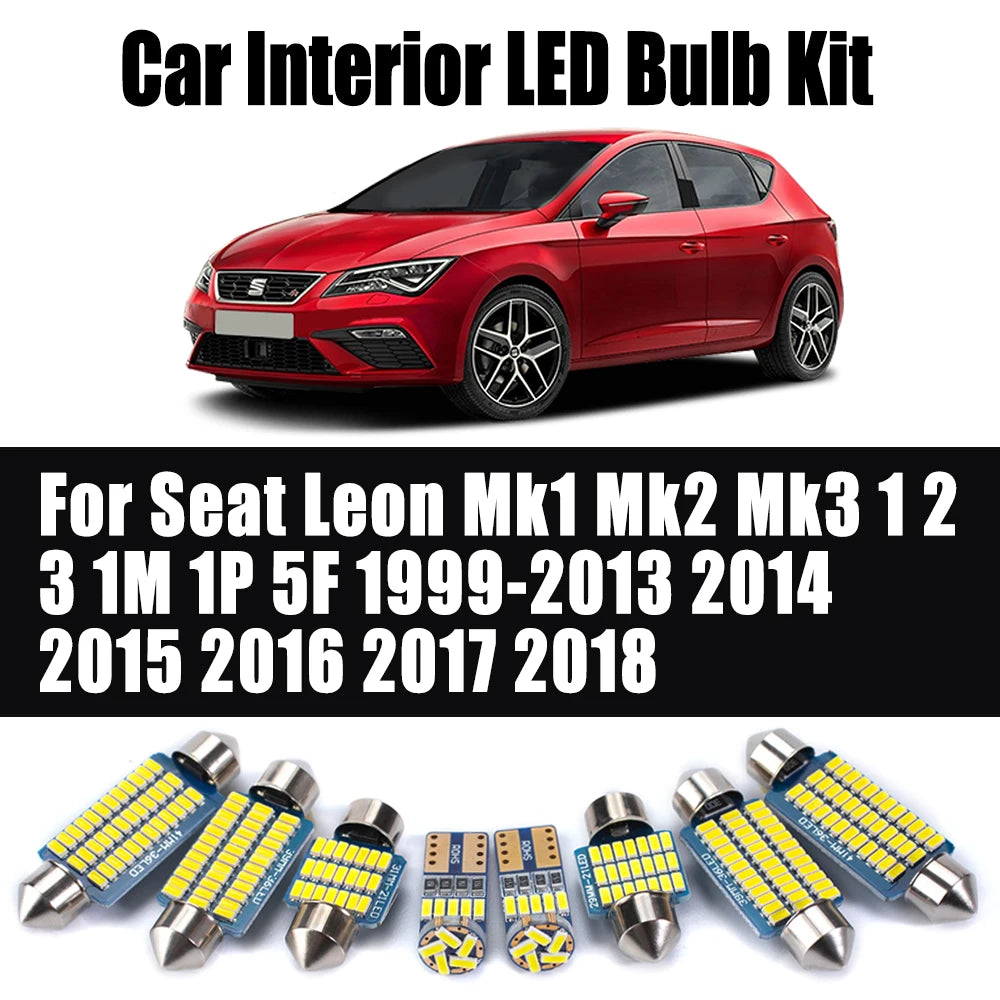 LED Interior Light Kit for Seat Leon Mk1 Mk2 Mk3 1 2 3 1M 1P 5F 1999-2013 - Canbus Dome Map Door Trunk Bulbs | AUTOKI...