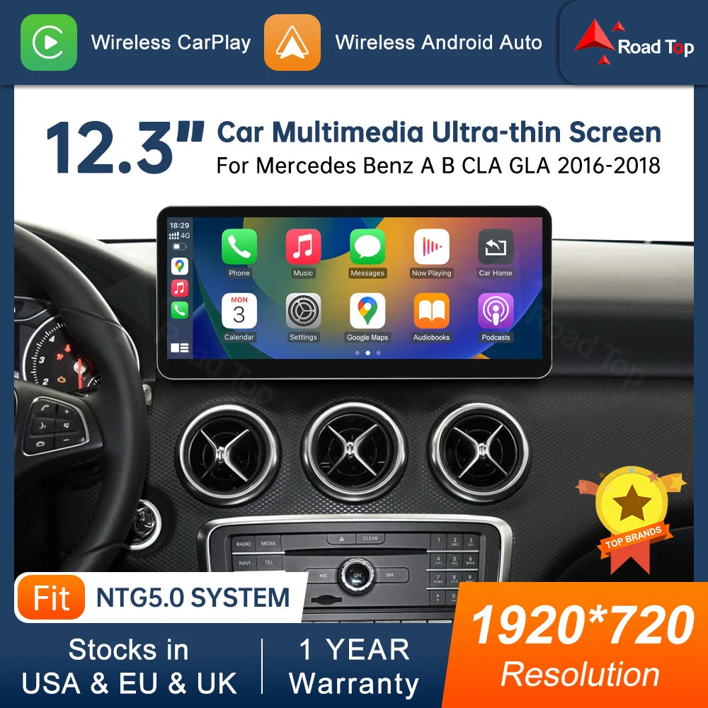 12.3'' Ultra Thin Multimedia Display For Benz A B CLA GLA 2016-2018 NTG5.0 Touch Screen Wi | AUTOKITSHOP