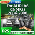 KINGSOFE 2Pcs 30000LM D2S Car LED Headlights 6000K White Light Bulbs For AUDI A6 C6 4F2 20