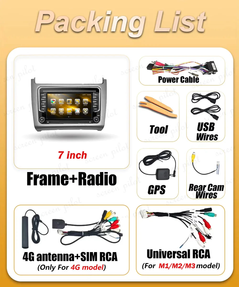 7" Car Radio For Volkswagen VW Polo 2014 2015-2017 Android 16 Multimedia Video Player Gps  | AUTOKITSHOP