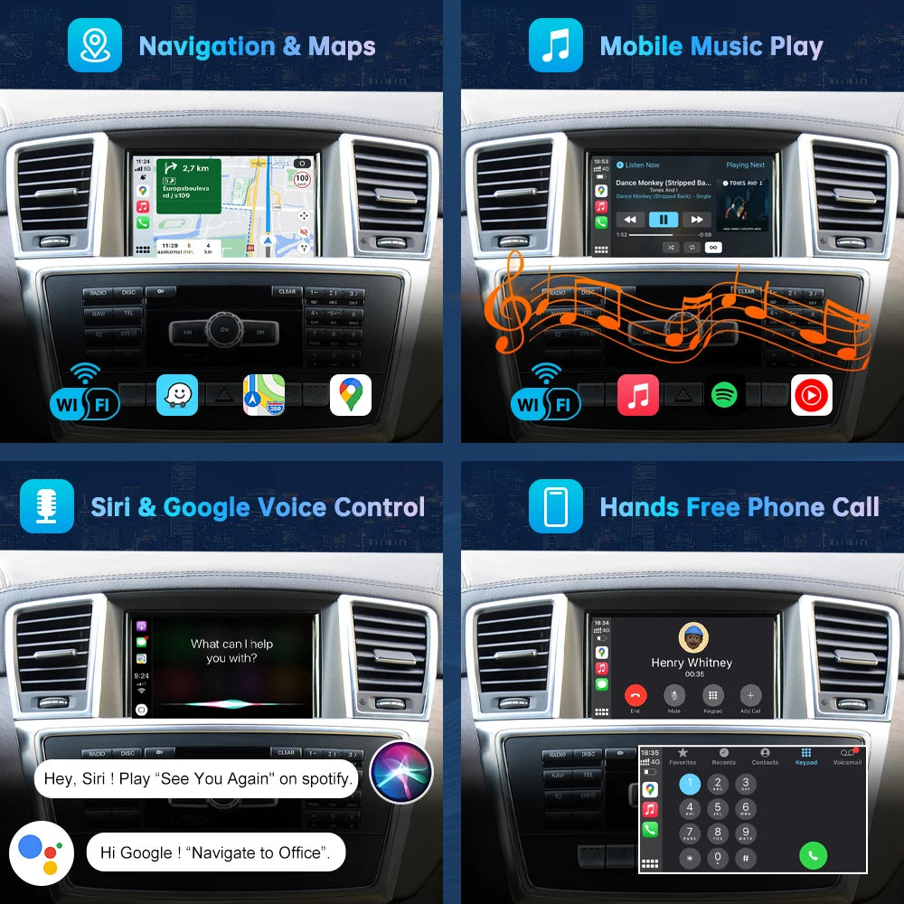 Road Top Wireless CarPlay Android Auto for Mercedes Benz ML GL W166 X166 2012-2015, with M | AUTOKITSHOP