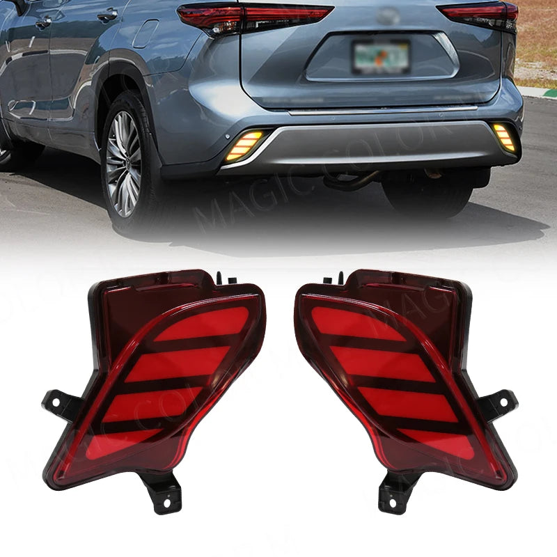 For Toyota Highlander 2020 2021LED Rear Bumper Reflector Lights Fog Lamp Brake Light Turn  | AUTOKITSHOP