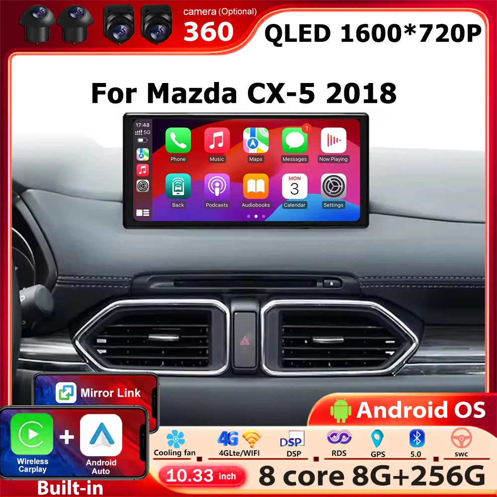 Android Auto Carplay For Mazda CX-5 2018 Car Radio Multimedia Video Player Navigation GPS