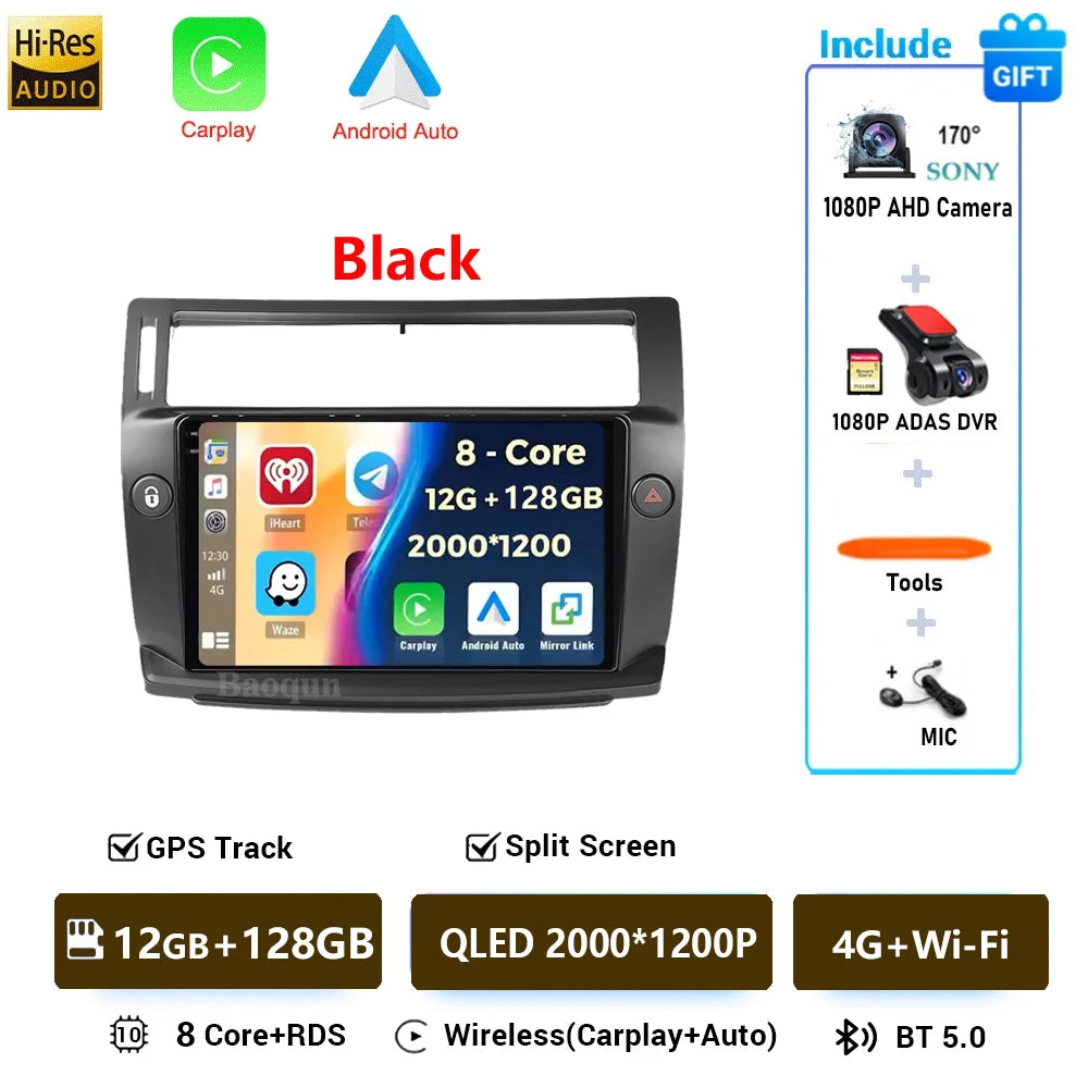 Android 16 For Citroen C4 C-Triomphe Quatre 2004-2014 Navigation GPS Multimedia Car Radio