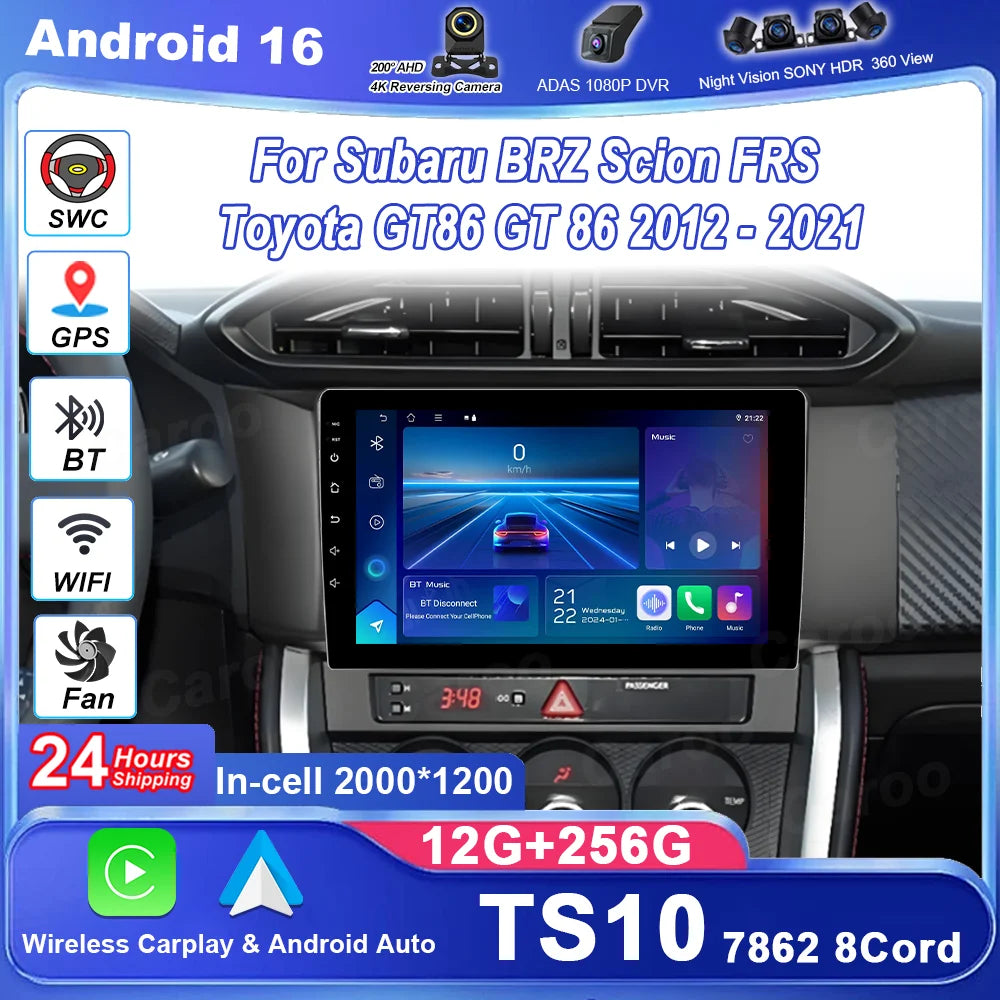 Car Android 16 For Subaru BRZ Scion FRS Toyota GT86 GT 86 2012-2021 Auto Radio Stereo Mult