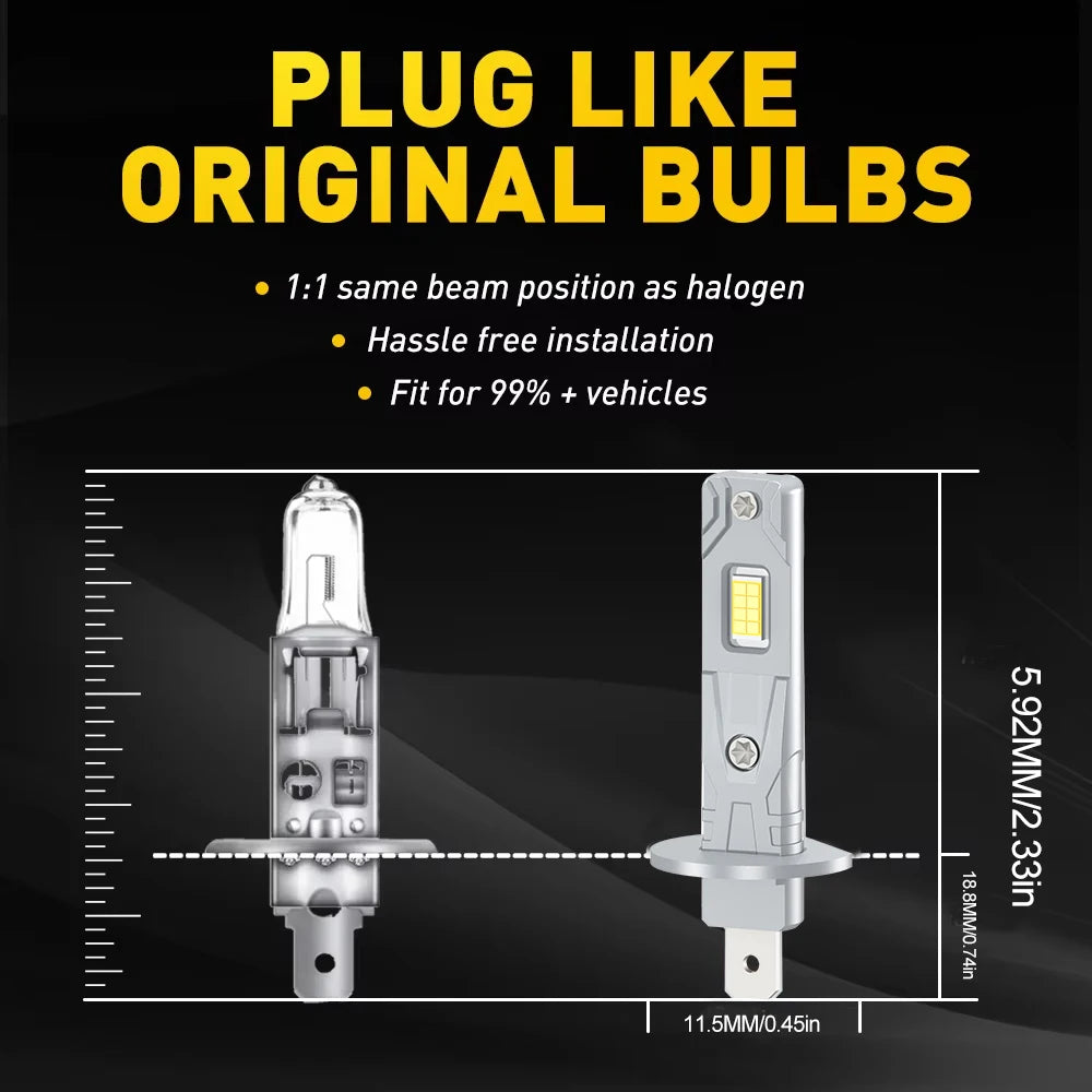2/4Pcs H1 Car LED Headlight Bulbs 30000LM 6000K Auto H11Fog Lamp For FIAT BRAVO 2 2007 200