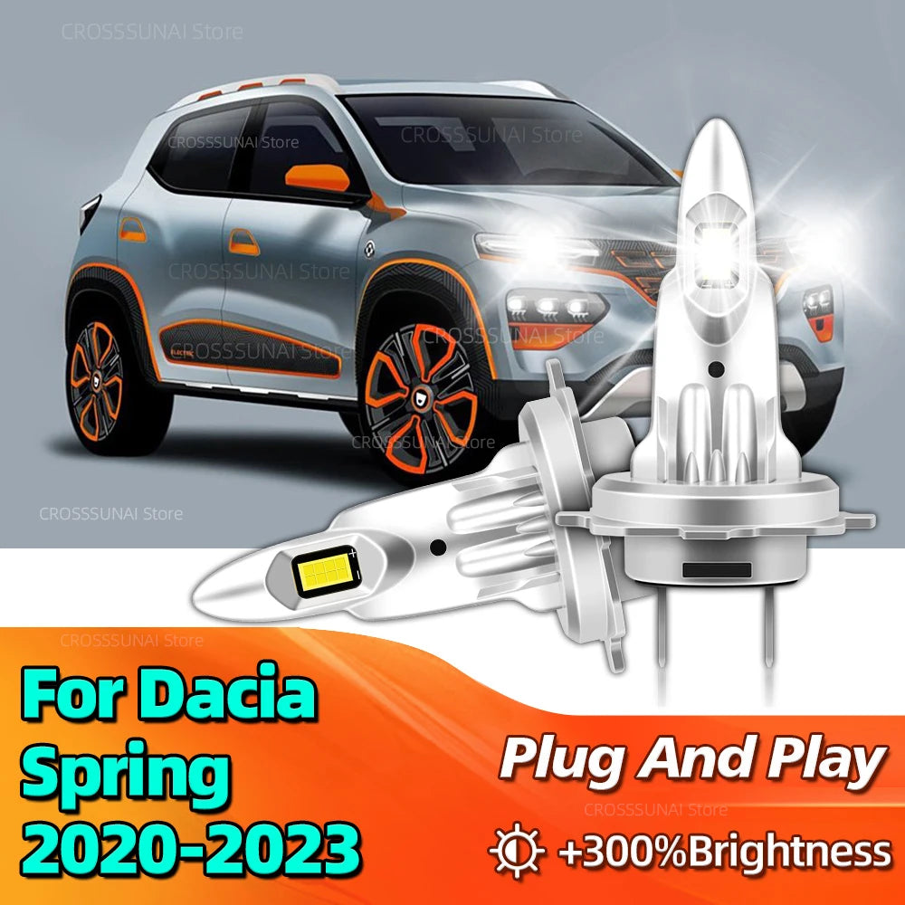 30000LM LED Headlight Canbus Car Lamp 6000K CSP For Dacia Spring 2020 2021 2022 2023 Plug