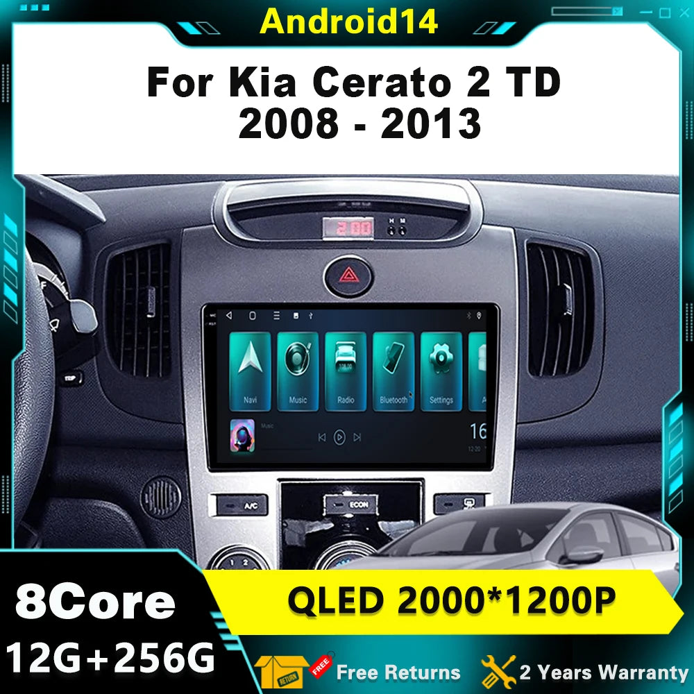 For Kia Cerato 2 TD 2008 - 2013 Android 14 Car Radio Multimedia Player Stereo Navigation G