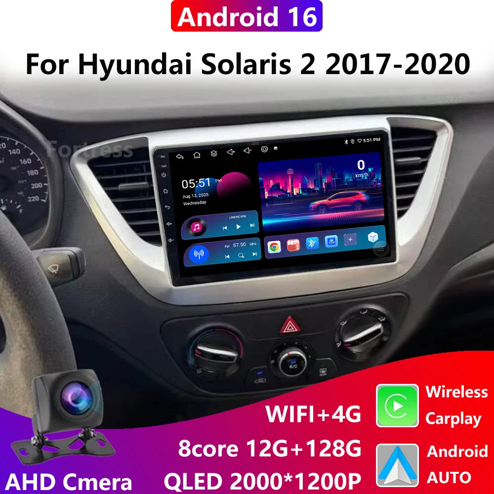 Android16 Carplay For Hyundai Solaris 2 Verna Accent 2017 2018 2019 2020 Auto Radio Stereo