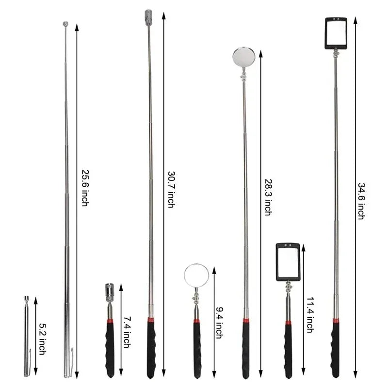 Car Mirror Portable Telescoping Flexible Head Inspection Mirror LED Light Adjustable 360 Degree  - Automotive LED Light