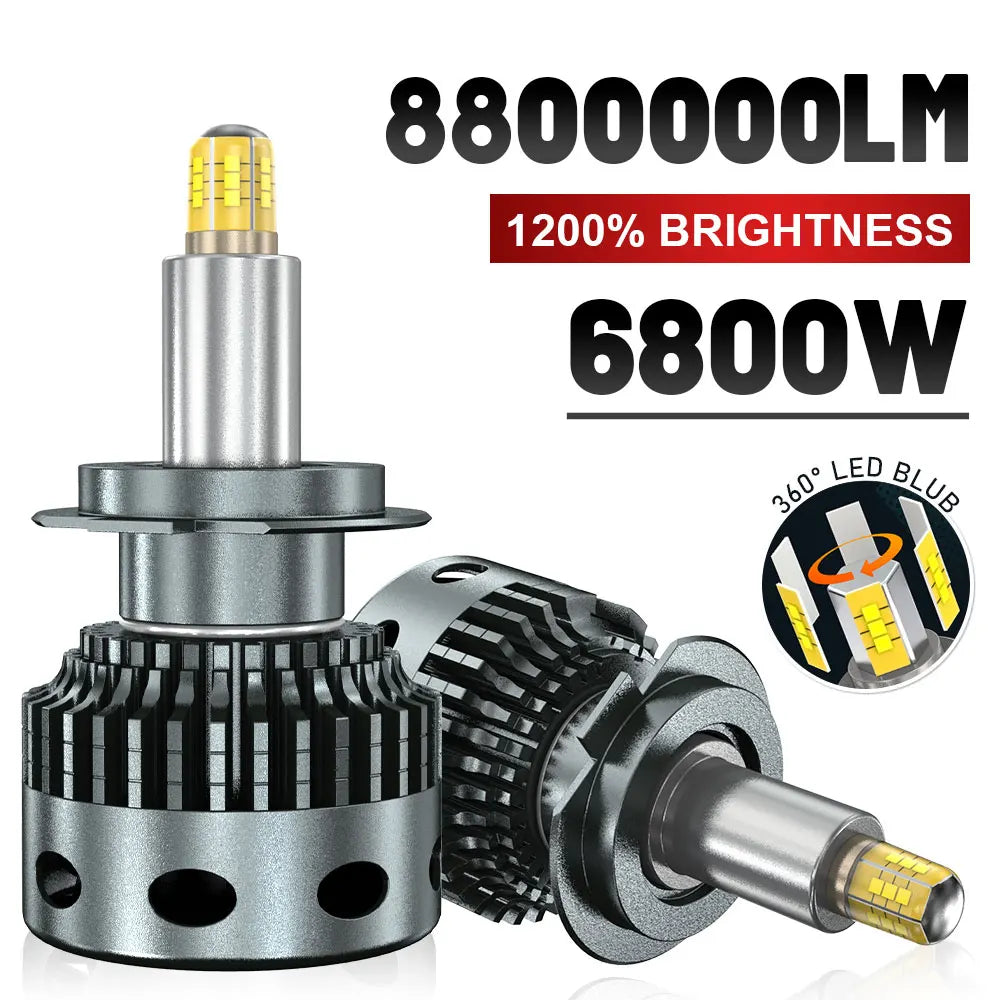 6800W H7 Led 360 H11 HB3 HB4 Led H1 H8 9006 9005 D1S D2S D3S D4S Car Headlight Bulb Auto F