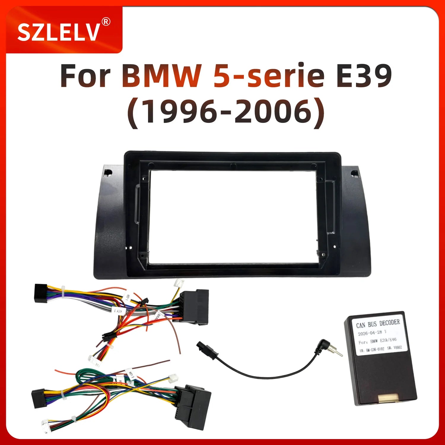 9 Inch Car Radio Panel Frame For BMW 5 Series E39 X5 E53 1999-2005 2-DIN Stereo Dash Kit B
