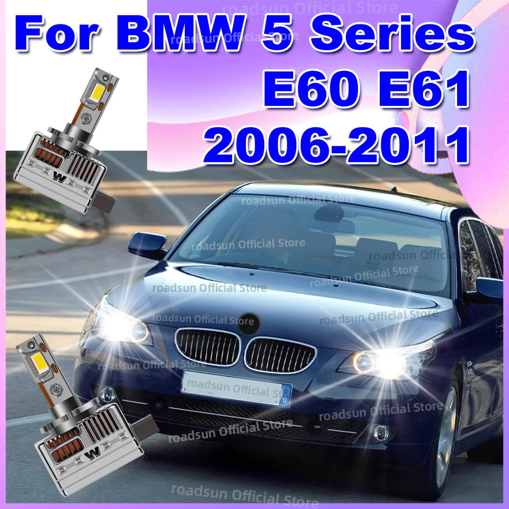 LED CANBUS Headlight Bulb 50000LM HID Xenon Replacement for BMW 5 Series E60 E61 2006 2007